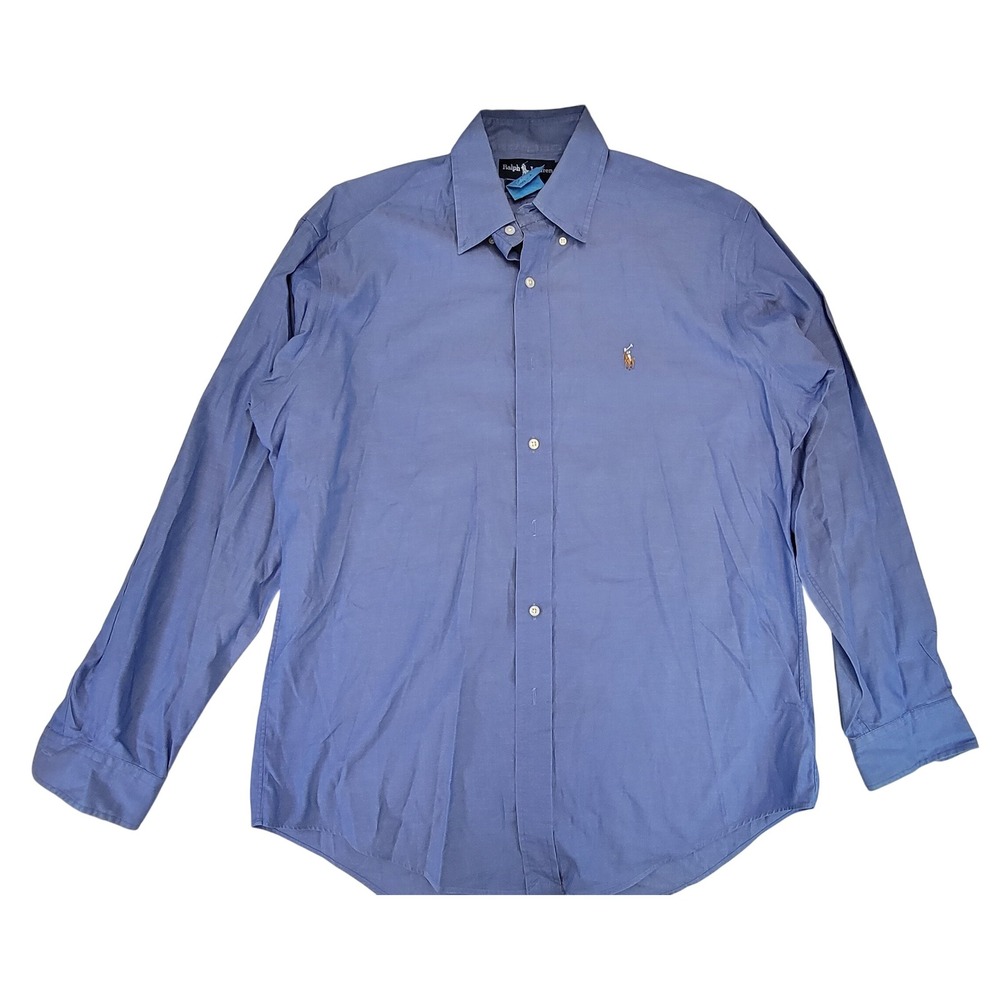 Ralph Lauren Yarmouth Oxford Button Down Shirt Men Blue Long Sleeve Size 15-35
